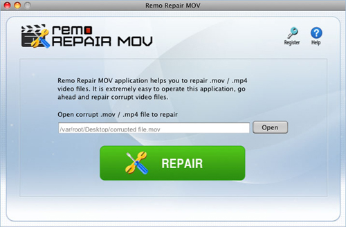 Repair Broken Mov File  - Main Window