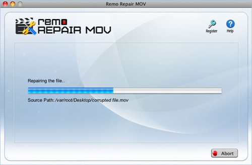 Repair Corrupt MOV File - Scan Process in progress