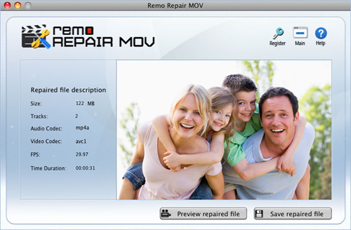 Repair recovered MOV files - View Repaired Mov File